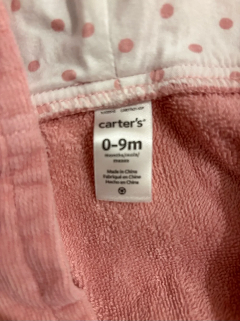 Carter’s Baby Girl Pink Hooded Animal Bath Robe 0–9 Months Soft Plush